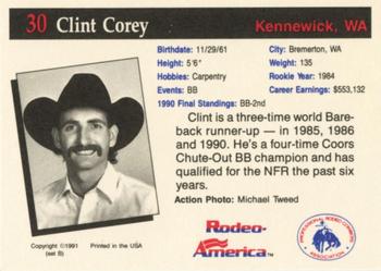 1991 Rodeo America Set B #30 Clint Corey Back